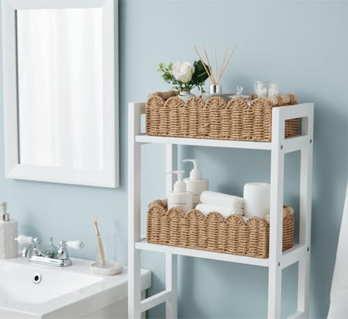 CubesLand Bathroom Basket Organizer, Toilet Tank Paper Storage Baskets 2PK