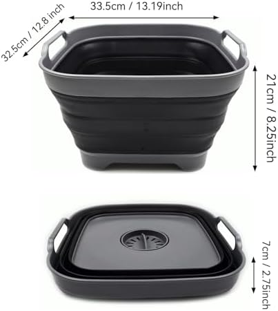 SAMMART 10L (2.64 Gallon) Collapsible Dishpan with Draining Plug - Foldable W...