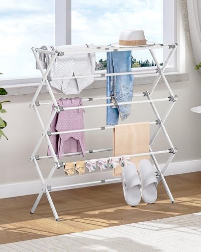 APEXCHASER 3-Tier Foldable Clothes Drying Rack, 37.6" H, White