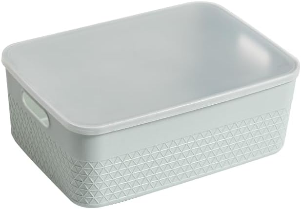 HANAMYA Lidded Storage Bin Organizer | Storage Organizing Container, 9 Liter, Set of 4, Mint