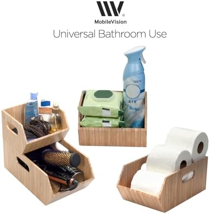 MobileVision Bamboo Storage Bins for Pantry & Kitchen Cabinet Organizer M...