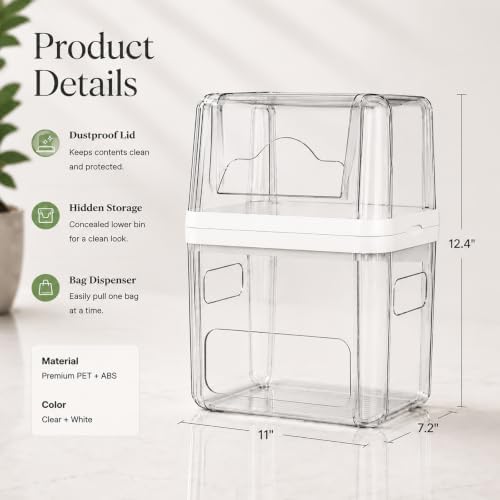 Trash Bag Dispenser Dishwasher Pods Organizer, Clear Acrylic Garbage Bag Hold...
