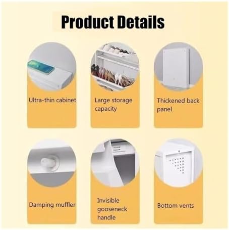 Metal Wall Mounted Shoe Cabinet, Slim Hanging Shoe Organizer, Narrow Flip Dow...