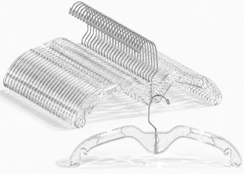 LemonRoad 24 Pcs Crystal Clear Plastic Short Neck Hangers for Clothes Bulk