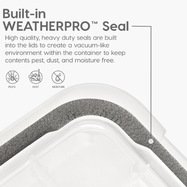 IRIS USA WeatherPro 63 Qt Storage Bins with Lids, 2 Pack, Clear/Black