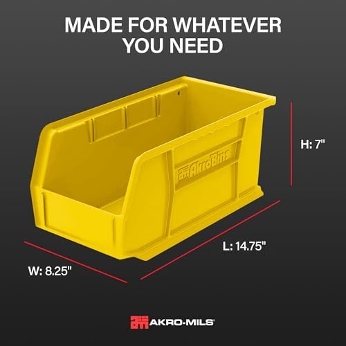 Akro-Mils 30240 AkroBins Plastic Storage Bins, 15"x8"x7", Yell...