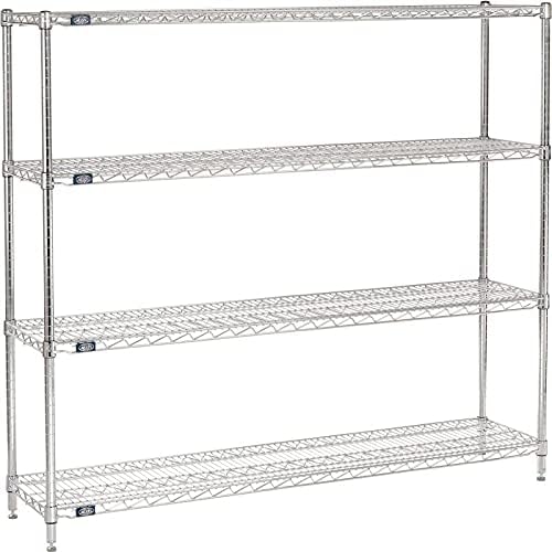 Nexel Adjustable Wire Shelving Unit, 4 Tier, Commercial Dry Storage Rack, 14&...