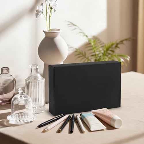 12x9x2 inch Black Shipping Boxes Set of 24, Corrugated Cardboard Mailer Box