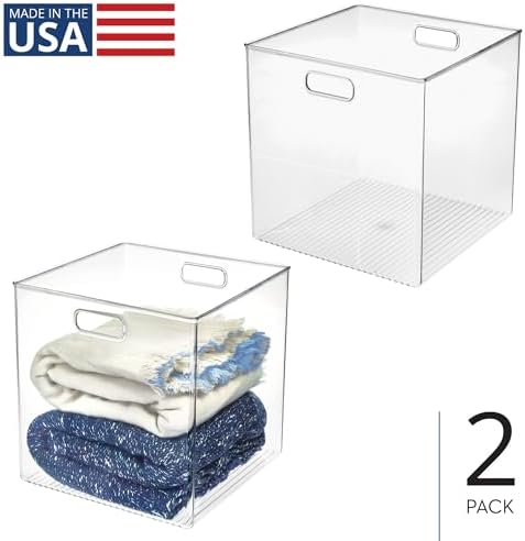 iDesign Pantry Storage Bin, Large Cube Organizer, Set of 2, Clear