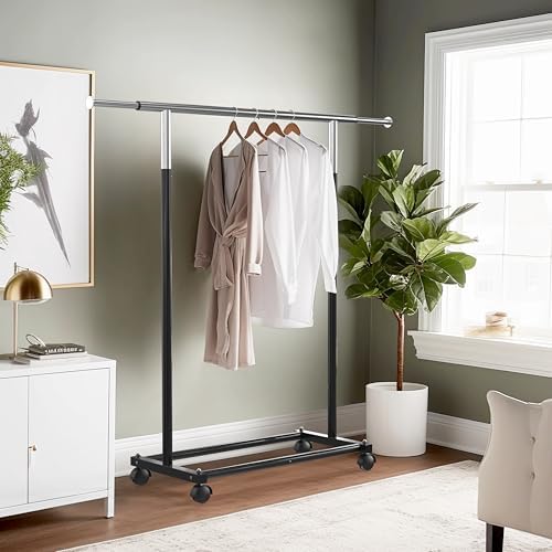 Simple Houseware Standard Rod Garment Clothing Rack, Black