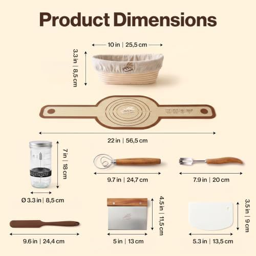 EDELHAUS Sourdough Starter Kit with Oval Banneton Proofing Basket