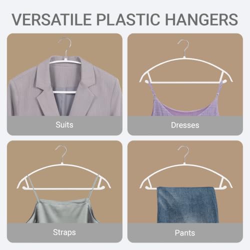 Amber Home 36 Pack White Plastic Hangers with 360° Swivel Hook
