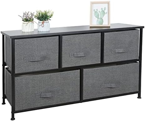 Fabric Dresser 5-Drawer Storage Organizer Unit, Apartment Cloth Dresser with ...