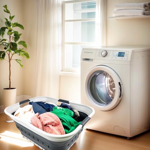 SAMMART 42L (11 gallon) Collapsible Plastic Laundry Basket - Foldable Pop Up ...