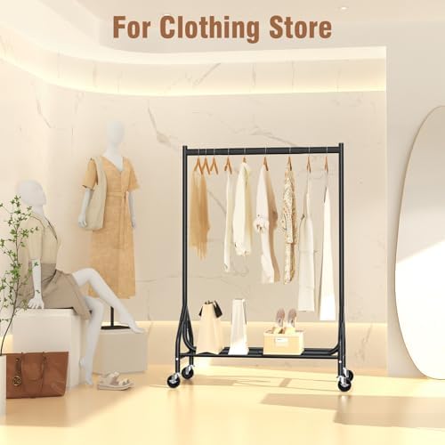 EAGMAK Heavy Duty Clothes Rack Load 420 LBS, Rolling Garment Rack with Lockab...