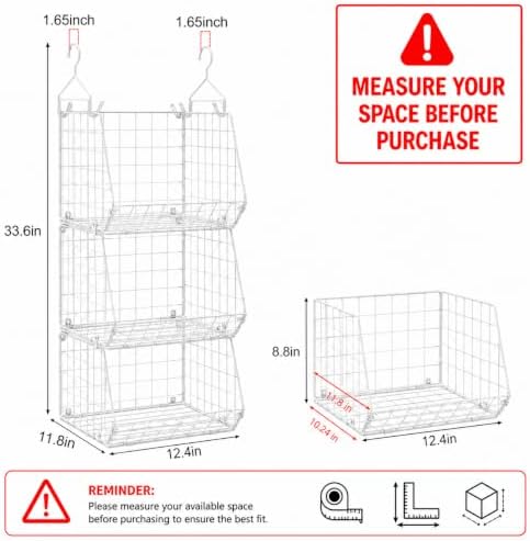 X-cosrack 3 Tier Foldable Closet Organizer, Clothes Shelves with 5 S Hooks, W...