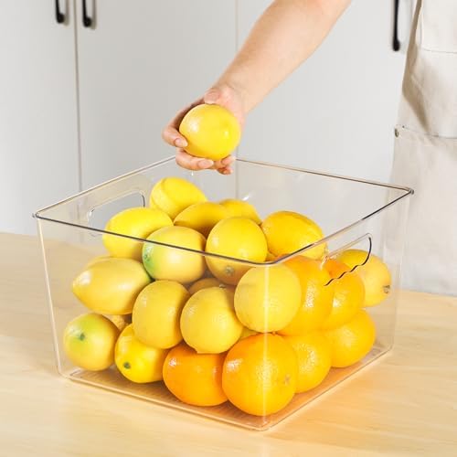 Vtopmart 4 Pack Extra Large Clear Storage Bins, 11x11 Cube Organizer