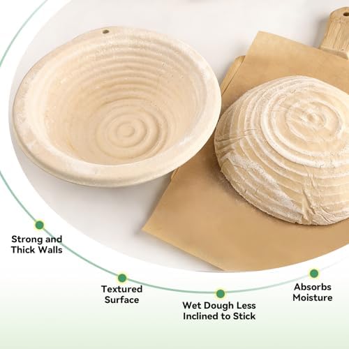 6-Pack 7.5" Round Banneton Bread Proofing Basket with Liners