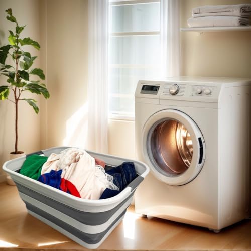 SMMART Collapsible Plastic Laundry Basket with Handle/Foldable Pop Up Storage...