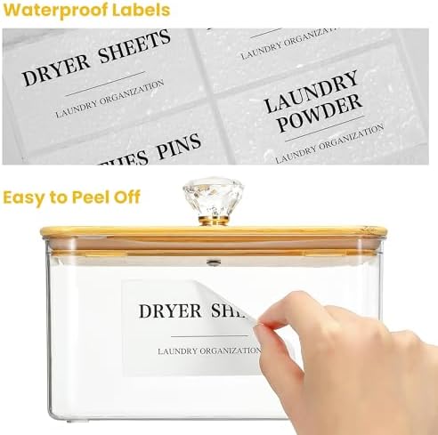 4 Pack Clear Laundry Pods Container & Dryer Sheet Holder Set with Lid, La...