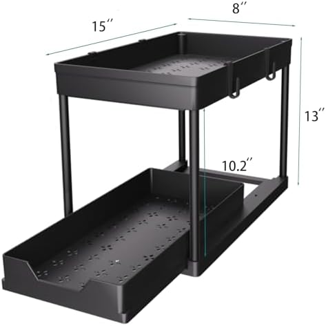 DEKAVA Under Sink Organizer 2 Pack, Bathroom Cabinet Organizer, 2 Tier Slidin...