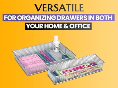 YBM HOME Silver Mesh Drawer Cabinet and or Shelf Organizer Bins, School Suppl...