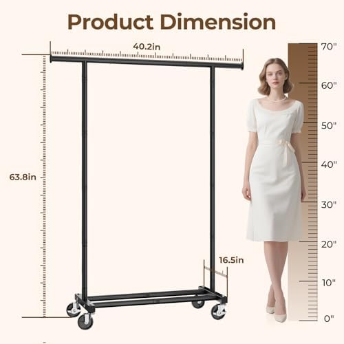 HYSEYY Clothes Rack, Clothing Rack for Hanging Clothes, Rolling Garment Rack ...