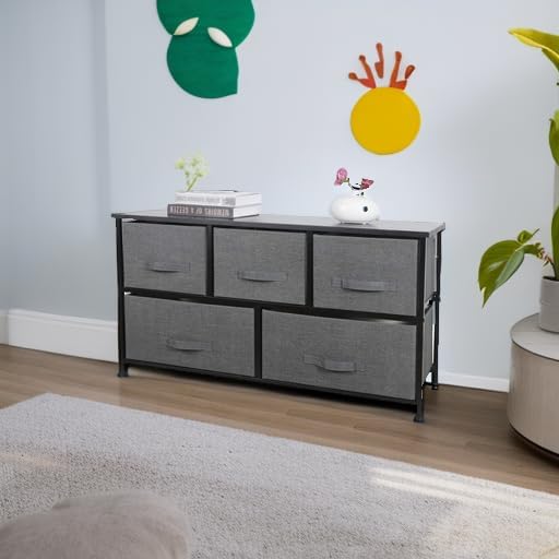 Fabric Dresser 5-Drawer Storage Organizer Unit, Apartment Cloth Dresser with ...