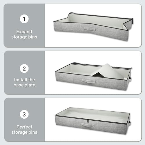 2-Pack Under Bed Storage Containers, 4.5 Inches Tall Clothes Storage, Grey