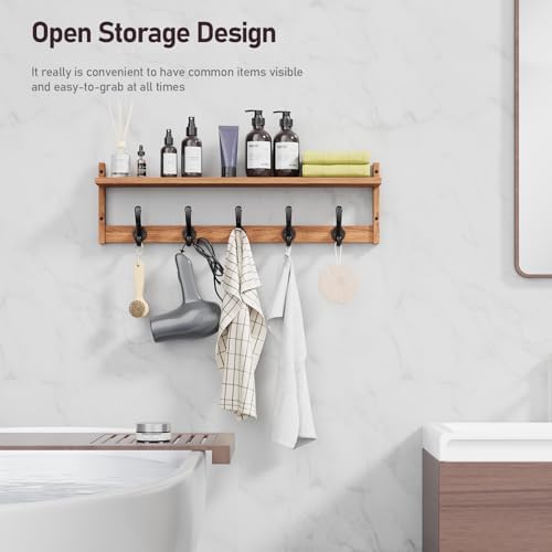 Tatub 29'' Coat Rack Wall Mount with Shelf, Wood Wall Hooks with Stor...