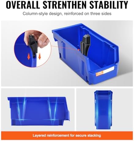 VEVOR Plastic Storage Bins 12 Pack (11 x 5 x 5-Inch), Hanging Stackable Stora...