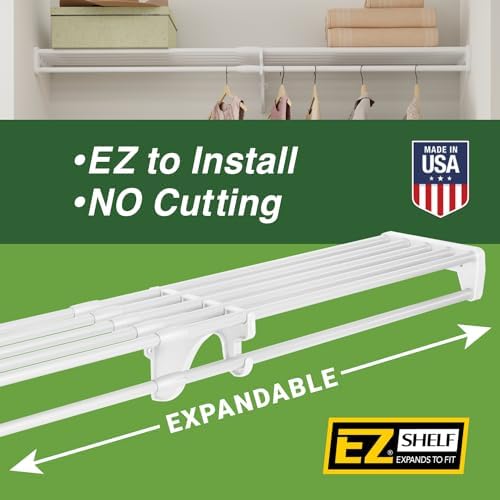 EZ Shelf - DIY Expandable Closet Shelf (NO Hanging Rod) - 28” to 48” - White ...
