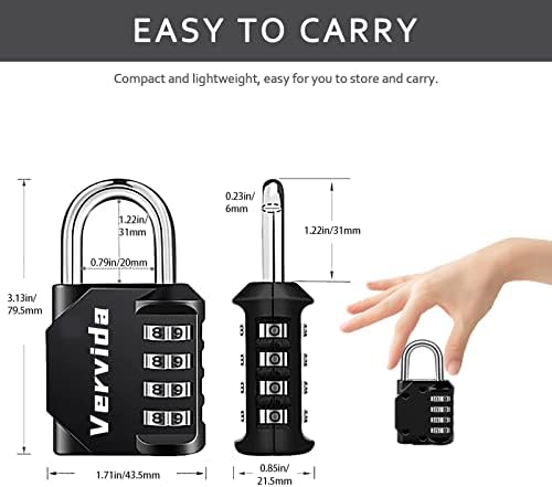 Vervida Combination Lock Resettable 20 Pack 4 Digit Outdoor Waterproof Combo ...
