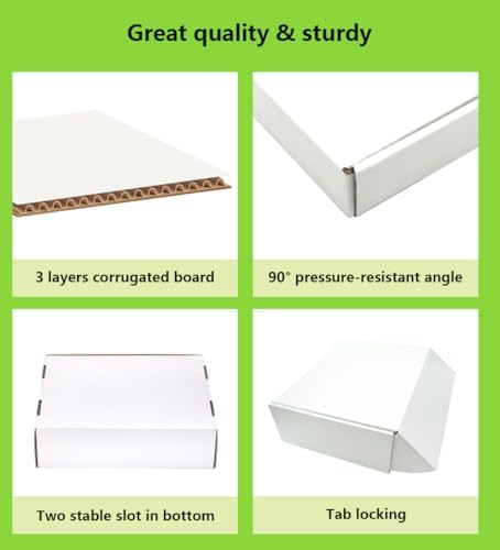 12x9x4 inches Shipping Boxes 20 Pack,TUKYLIL White Corrugated Cardboard Box,M...