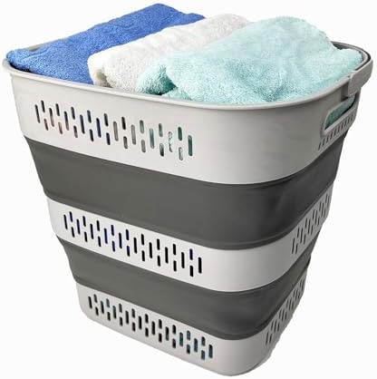 SAMMART 40L (10.5 Gallon) Collapsible Plastic Laundry Basket with Handles - F...