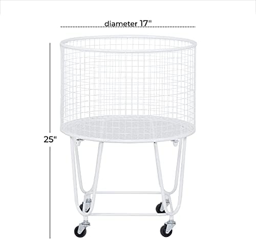 Deco 79 Metal Round Storage Cart with Wheels, 18" x 18" x 24",...
