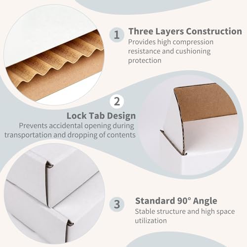 Fishat 9" x 6" x 2" White Corrugated Cardboard Shipping Boxes ...