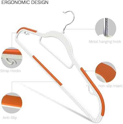 60 Pack Heavy Duty Plastic Hangers, Non Slip Clothes Hangers with Rubber Pads...
