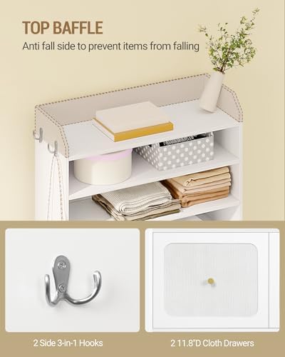 Hzuaneri Shoe Storage Cabinet, 10 Tiers Shoe Organizer with 2 Cloth Drawers