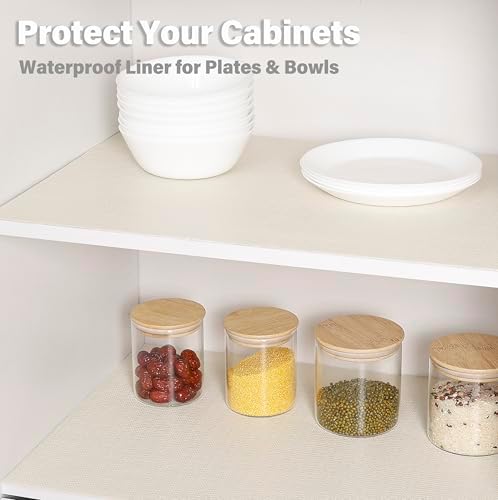 Shelf and Drawer Liners for Kitchen Cabinet,Off-White Cupboard Liner