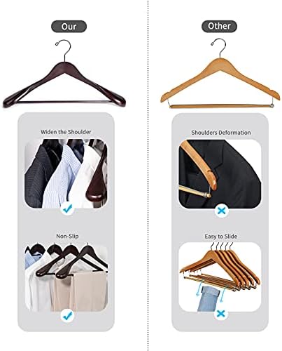 Nature Smile Luxury Mahogany Wooden Suit Hangers - 6 Pack - Wood Coat Hangers...