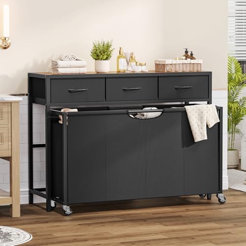 Laundry Sorter, Rolling Laundry Hamper with 4 Section Pull-Out Bags, 300L Lar...