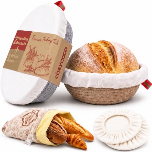 Cotton Rope Banneton Bread Proofing Basket with Beeswax Bag Set