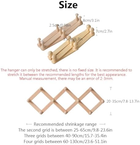High Accordion Wall Hanger, Wooden Wall Expandable Coat Rack, Foldable Wooden...
