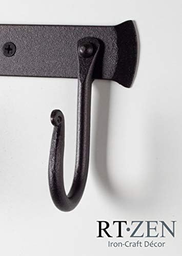 RTZEN Classic Farmhouse Wall Mount Multi-Use Wrought Iron Hook Set (3 Pack)