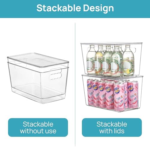 Vtopmart 6 Pack Clear Stackable Storage Bins with Lids and Handles, XLarge