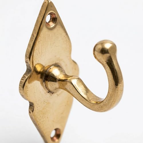 Unlacquered Solid Brass Wall Hooks – Heavy Duty Handmade Coat Hooks for Wall ...