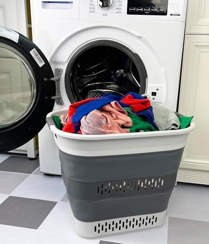 SAMMART 40L (10.5 Gallon) Collapsible Plastic Laundry Basket - Foldable Pop U...