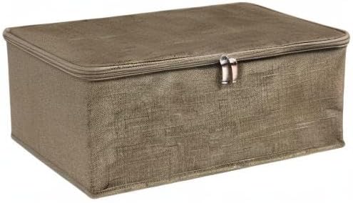 ANMINY Fabric Storage Bins with Zipper Lids, 15"x10"x6", Coffe...