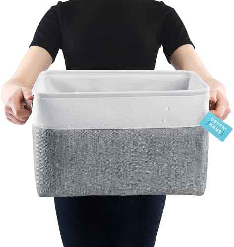 OrganiHaus 16x12.5in Storage Baskets, 3 Pack - Fabric Bins for Shelves